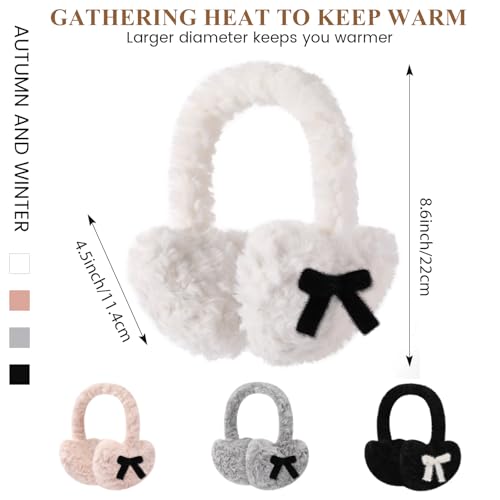 Nimalpal White Ear Muffs for Winter Women, Foldable & Fuzzy Faux Fur Ear Muffs for Outdoor Activities - Women\'s Earmuffs - Thumbnail 3