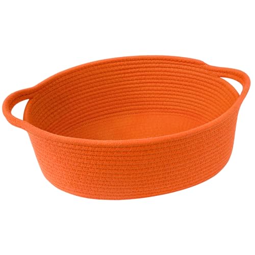 Image of Goodpick Woven Rope Halloween Basket for Gifts Empty, 12 inch x 8 inch x 5 inch, Orange