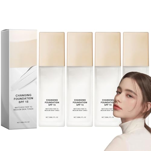Skye Farbwechselnde magische Grundierung, Farbwechselnde Foundation für reife Haut, Creme für warme Hauttöne, Make-up-Concealer für reife Haut, selbstanpassende Vollabdeckung, natürlich und leicht (4)