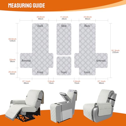 Image of VANSOFY Loveseat Recliner Cover with Console 100% Waterproof Sofa Slipcovers Non-Slip Reclining Couch Cover Split Sofa Covers Furniture Protector for Pets, Dogs(Beige)