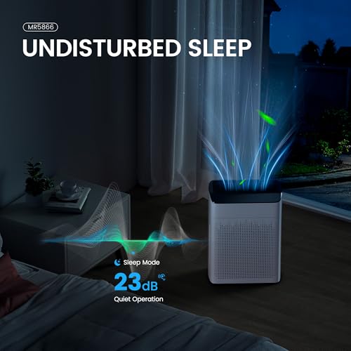 air purifier for home large room up to 1690 ft hepa filter with pm 25 monitor wifi and alexa compatible dual air intake for smoke odor pets white