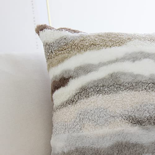 Jojusis Plush Short Wool Fluffy Decorative Throw Pillows Covers 16 X 16 Inch Luxury Soft Faux Fur Fleece Cushion Cover Pillowcase Pack Of 2 Khaki #TOP4