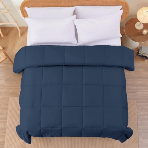 Image of Modern Threads Comforter Duvet Insert, Reversible Quilted Down Alternative Comforter with Corner Tabs, All Season Bedding, King, Navy