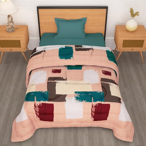 Image of Single Bed Comforter 180 GSM Reversible Microfiber | Comforter Single | AC Comforter Single Bed | Lightweight All Season Comforter | Blanket Single Size - Peach