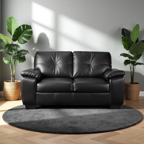 Torque Antos Leatherette Sofa Set 2 Seater-Black | Two Person Sofa Couch with Cushioned Seating | 2 Seater Sofa for Home Office Furniture Festival Gifts
