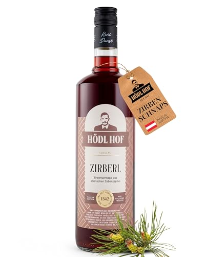 Hödl Hof Zirben-Schnaps 1 0L I Hochwertiger Zirbenschnaps aus steirischen Zirbenzapfen I Feinster Premium-Schnaps mit süßbitteren & würzigen Holznoten I Edle Spirituose 25% vol