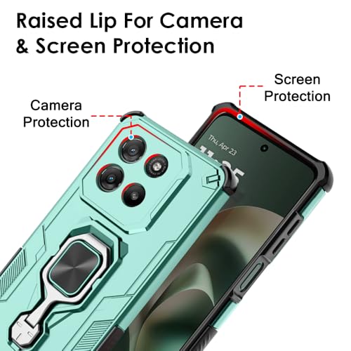 Image of TheGiftKart Tough Armor Bumper Back Case Cover for Motorola Moto G67 Power / G57 Power 5G | Ring Holder & Kickstand in-Built | 360 Degree Protection Back Cover for Moto G67 Power 5G (PC & TPU, Green)
