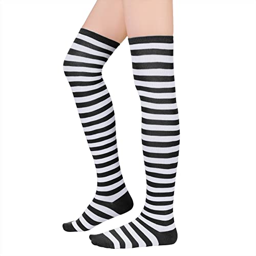Image of Zando Womens Stripes Thigh High Socks Thigh Highs Casual Knee High Stockings
