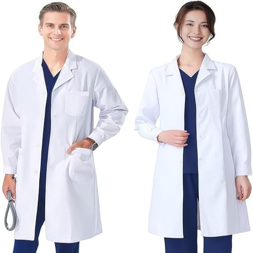FAHAKO Lab Coat Women Men White M