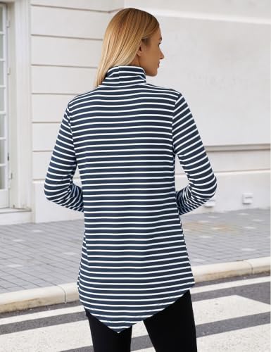 Image of JUSTFASHIONNOW Turtle Neck Shirts for Women Long Sleeve Fall Tunic Tops