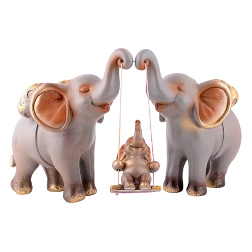 Image of zart Decorative Elephant Family Showpiece Home & Office Decor(Grey)