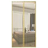 Moskito Magnetische schirmtür,Heavy-duty Selbst die abdichtung Aktualisiert Fiberglas Haustier und kinderfreundlich Französische tür terrasse tür doppelte schiebetür- Weißer Reis 110x210cm(43x83inch)