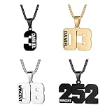 Number Necklace for Boys Personalized Custom Engraved Name With Lucky Number Sports Athlete Team Num