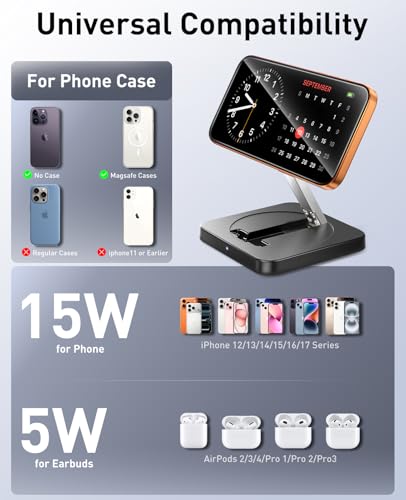 Image of Magnetic Wireless Charger, [2 Pack] 15W Foldable Fast Charging Stand