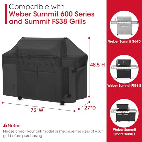 Image of Unicook Grill Cover Compatible with Weber Summit 600 Series and Summit Smart Gas Grills, Heavy Duty Waterproof Outdoor BBQ Cover, Fade Resistant Gas Grill Protector, Compared to Weber 7109