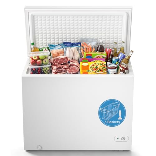 Image of Antarctic Star Chest Freezer 10.0 Cubic Feet Deep Freezer with 3 Baskets, Top Open Door Compact Freezer, Adjustable Temperature for Home Dorm, Bar, Basement, Kitchen, White