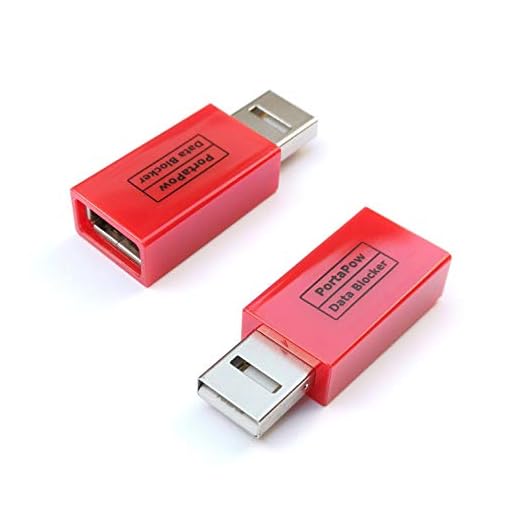 PortaPow 3te Gen USB Daten Blocker (2er Pack rot) – Schutz vor Juice Jacking