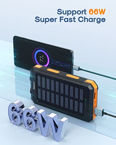 Solar Charger Power Bank Fast Charging - 30000Mah Portable Solar Phone Battery Panel Charger, Qc3.0 Dual Usb Port Battery Pack Charger Portable For All Cell Phones & Electronic Devices (Orange) #TOP4