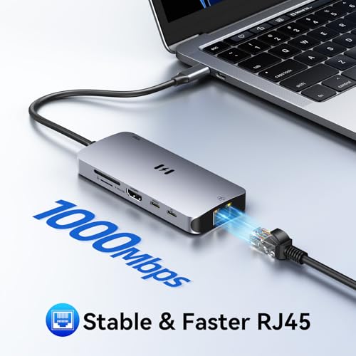 Image of USB C Adapters for MacBook Pro /Air, Selore 9 in 1 USB C Hub with 4K HDMI, 3 * 5Gbps USB 3.1 GEN1 Port, 1Gbps Ethernet, 100W PD, 1*USB 2.0 dongle for Dell, HP and More