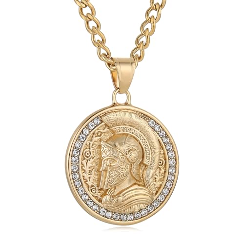 Collier Sparta homme en acier inoxydable avec pendentif casque de la Grèce antique AsAlways