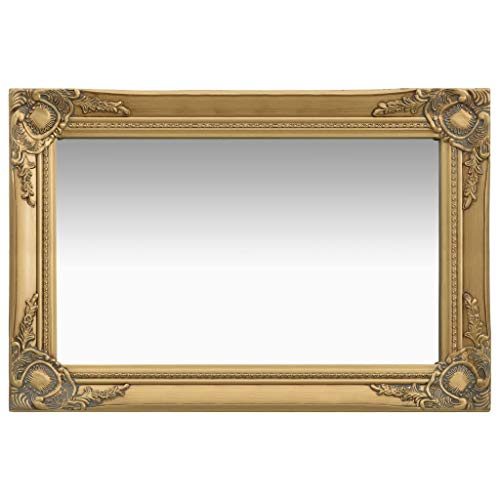 vidaXL Espejo de Pared Estilo Barroco Rectangular Colgante Armario Baño Antiguo Retro Consumo de Maquillaje Decoración Hogar Dorado 60x40 cm