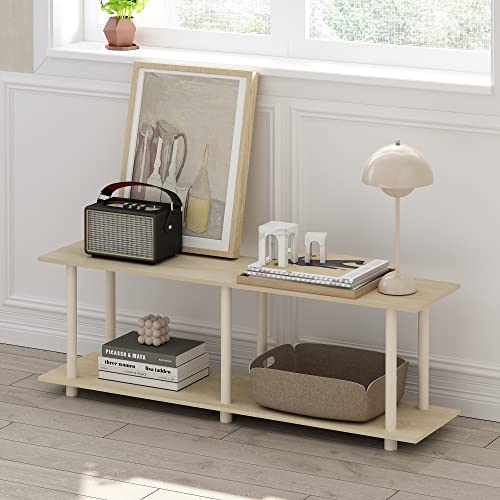 Image of Furinno Turn-N-Tube No Tools Modern Rectangle Side Table, Bauhaus Oak /Beige