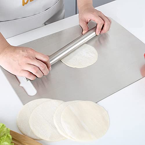 Image of OrganizeMee Stainless Steel Rolling Pin Chapati Belan Best Kitchen Accessories Roti Roller Size (Dia 25 Mm X 31.8 Cm)