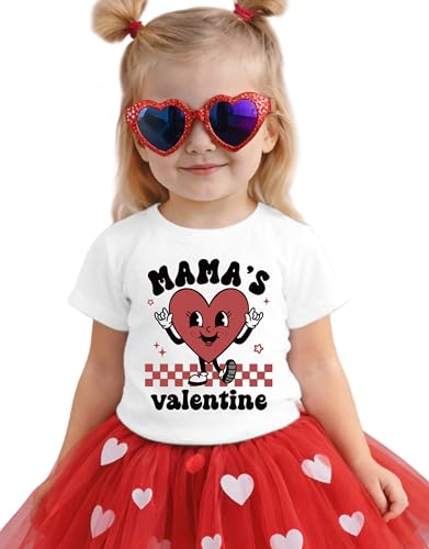 SANIXJOO Valentine's Day T-Shirts for Kids Toddler Baby Girls Boys Sweet Heart Graphic Tee Tops Crewneck Summer Tops(White,4-5T)