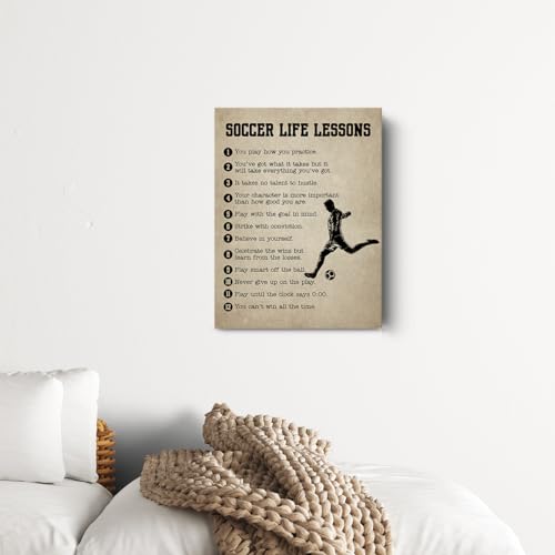Soccer Gifts Inspirational Wall Decor Canvas Wall Art Artwork Sports Framed Art Paintings Soccer Posters for Soccer Player Athletes Living Room Sports Club Playroom Bedroom Boys Room Gym Decor - Image 4