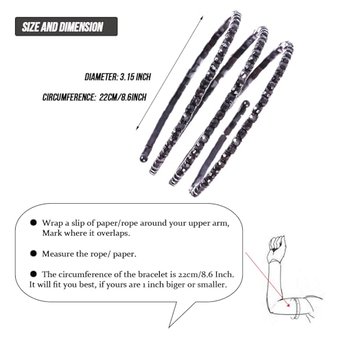 Jojomina Black Bracelets for Women Rhinestone Arm Cuff Bracelet Jewelry for Upper Arm for Prom Pageant Party Wedding4