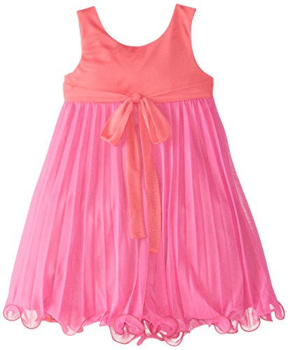 Bonnie Jean Little-Girls 2T-6X Fuchsia Pink Colorblock Wire Ruffle Pleated Chiffon Dress2