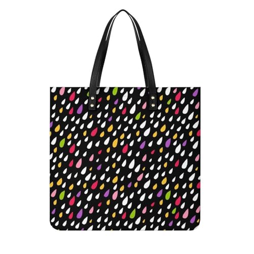 Sac shopping pour femmes imprimé gouttes d'eau colorées cabas grand format pour voyage 39x39cm