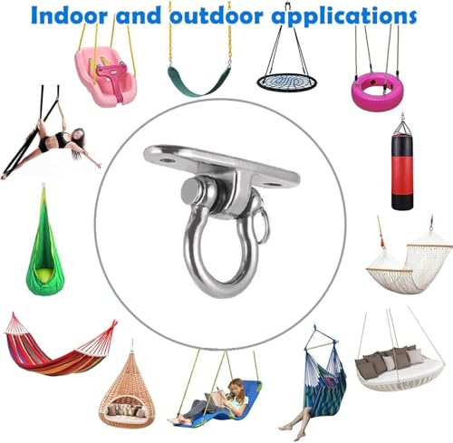 Image of Q1 Beads 304 Stainless Steel Swivel Swing Hook Hanger 500 Kgs Load Capacity Heavy Duty Ceiling Hook Rotating Kada for Hanging Swing, Hammock,Playing Jhula,Playground, Porch, Yoga Seat (Chrome,1 Pc.)