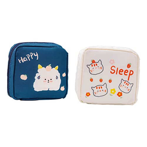 DECORNIJIA 2 Piezas Bolsa Portátil para Toallas Sanitarias con Gran Capacidad Diseño de Dibujos Animados Resistente y Ligera de Unidades para Almacenamiento Viaje