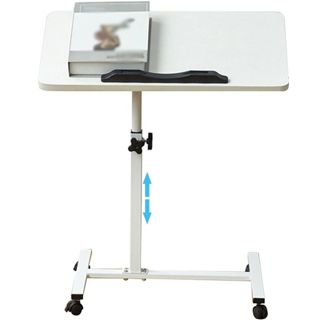 CGCSYZ Adjustable Desk – Mobile Rotating Table, Manual Height Adjustable for Bedroom and Classroom, Ergonomic Design for Comfort & Productivity (Bianco 50X30cm)