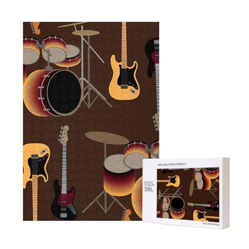 Rompecabezas de madera de tambores retro con 300 piezas para adultos