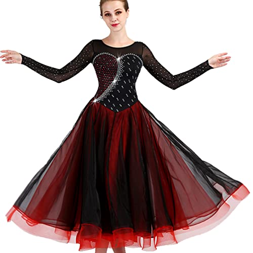 Costumes de valse à manches longues et tulle de haute qualité pour danseuse