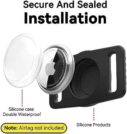 GOCII for Airtag Dog Collar Holder 2 Pack,Waterproof Dog Collar Holder for Apple AirTag(Gen 1 & 2), Silicone Air Tags Case for Dog Collars(Black)