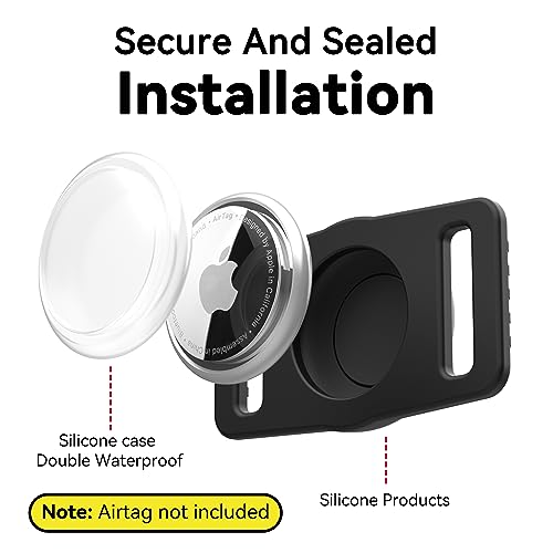 Airtag Dog Collar Holder 2 Pack,Waterproof Dog Collar Holder for Apple AirTag, Silicone Air Tags Case for Dog Collars(Black)