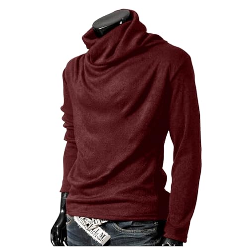 Casual Turtleneck Sweaters for Mens Knitted Thermal Long Sleeve Long Length Pullover Vintage Cowl Neck Jumper3