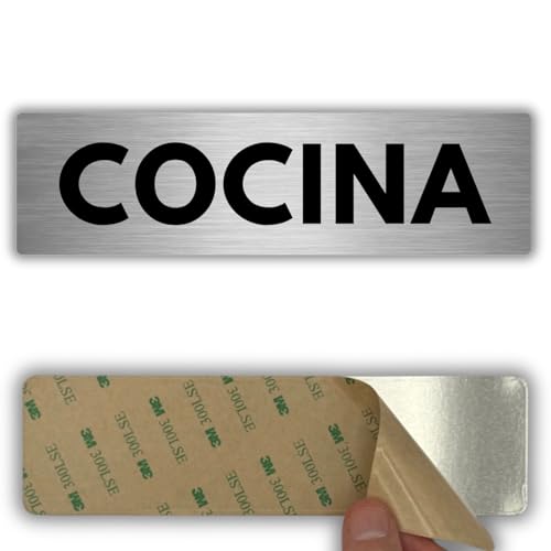 LEIASA | Señal Cocina - 5x18 cm - Grosor 0.8 mm - Aluminio - Cartel - Rótulo Puerta - Placa Señalización - (Cocina)