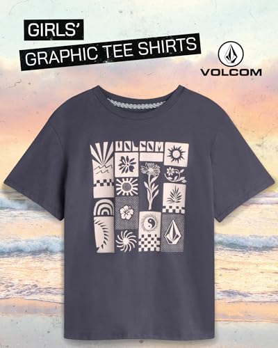 Image of Volcom Girls Shirts - Casual Crewneck Short Sleeve Graphic Tee Trendy Tops - Breathable Girls Summer Clothes
