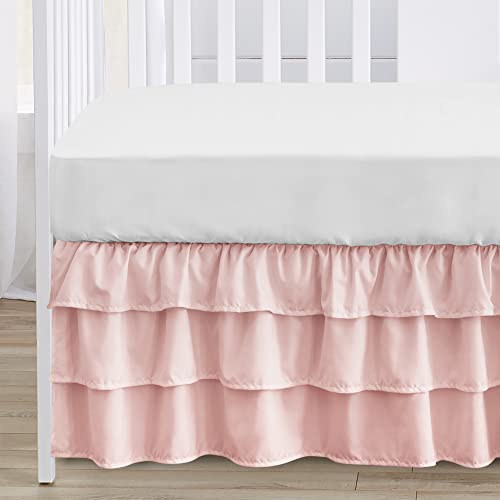 Image of Sweet Jojo Designs 4-Piece Baby Crib Bedding Set (Pink Shabby Chic) for Girls, Infants /Nursery incl. Blanket, Fitted Sheet, Skirt, Diaper Stacker (Elegant, Diamond, Blush, Princess Harper Collection)