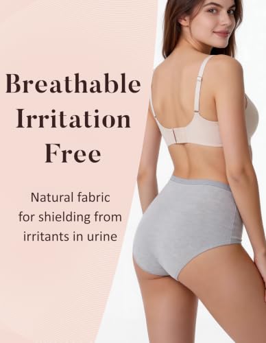 Image of AIRCUTE Washable Urinary Incontinence Protective Underwear for Women Leak Proof Absorbent Reusable Panties 60ML 1 Pack (Gray, X-Large)