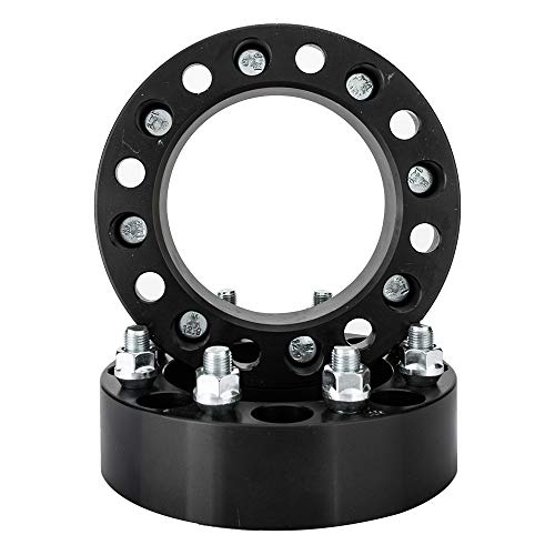 TRIBLE SIX 2Pcs 8x6.5'' or 8x165.1mm Wheel Spacers 2" Thick 8 Lugs Black Adapters 130mm CB 9/16" Studs Replacement for Dodge Ram 2500 3500 F-250 F-350