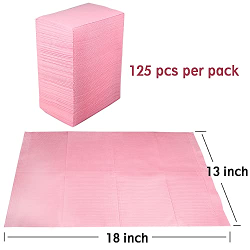Dental-Bibs-Disposable-3-Ply-Waterproof-Patient-Bibs-Dental-Tray-Covers-Eyelash-Extension-Nail-Art-Tattoo-Supplies-13-x-18-Pack-of-125-Pink