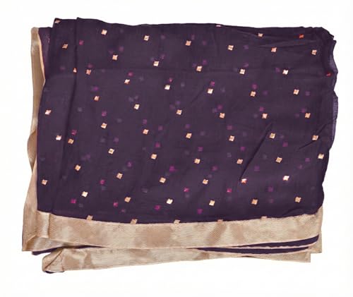 Image of YOUTHQUAKE Women's Golden Printed Chiffon Dupatta With Four Side Golden Lace