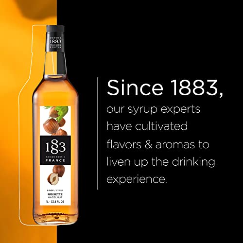 Image of 1883 Hazelnut Syrup - Flavored Syrup for Hot & Iced Beverages, Nutty Flavor - Gluten-Free, Vegan, Non-GMO, Kosher, Preservative-Free, Made in France | 1 Liter (33.8 Fl Oz)