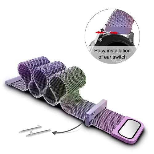 20mm Metal Band Compatible for Samsung Galaxy Watch 42mm/Active 2 40mm 44mm/Samsung Galaxy Watch 3 41mm/Gear Sport/Garmin Vivoactive 3 Stainless Steel Strap Quick Release Replacement Bands