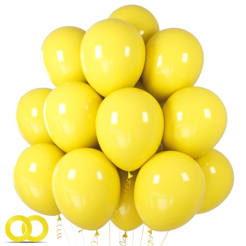 Image of Yellow Balloon 12 inch 100 Pack Latex Party Balloons Round Helium Yellow Balloons for Birthday Sunflower Party Decorations